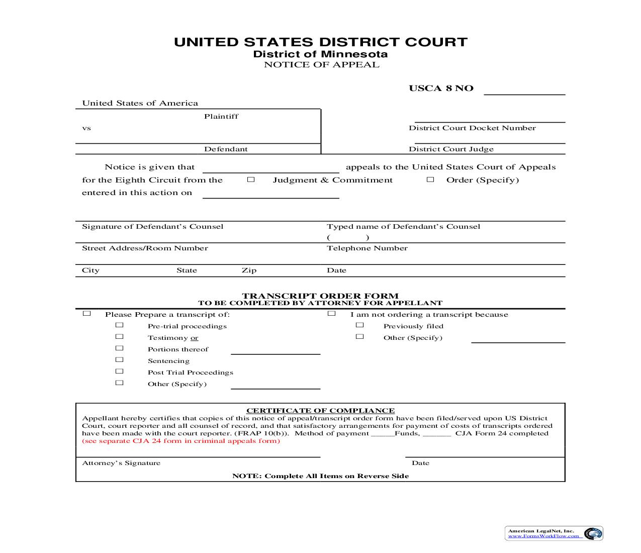 Notice Of Appeal (Criminal) | Pdf Fpdf Doc Docx | Minnesota