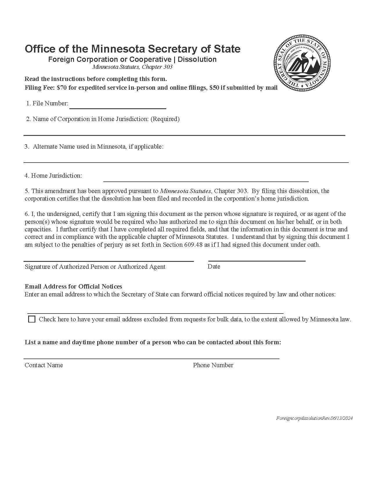 Dissolution | Pdf Fpdf Doc Docx | Minnesota