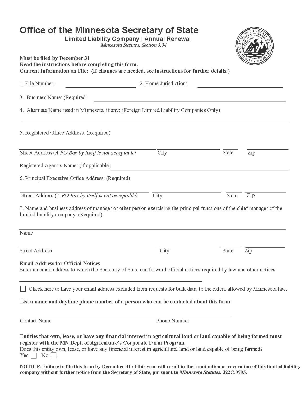 Annual Renewal | Pdf Fpdf Docx | Minnesota