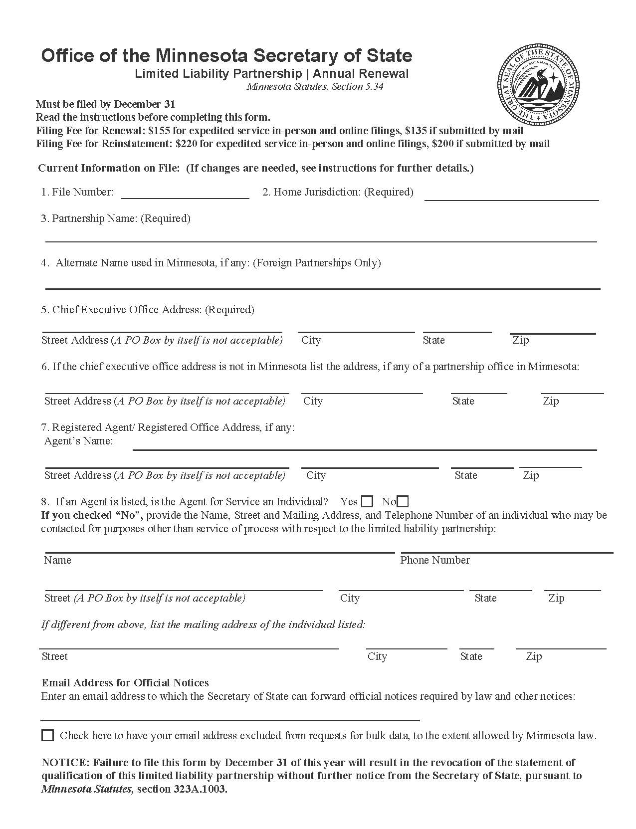 Annual Renewal | Pdf Fpdf Docx | Minnesota