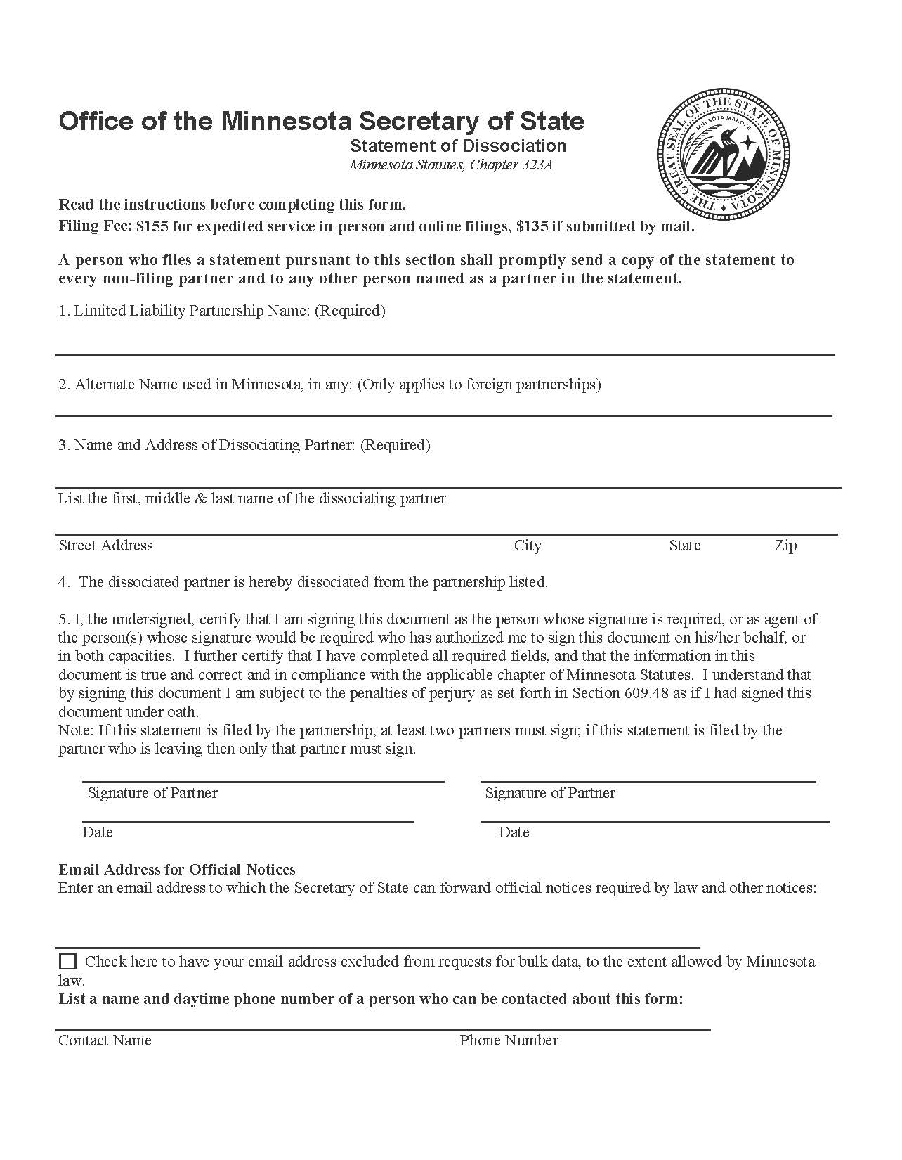 Statement Of Dissociation | Pdf Fpdf Docx | Minnesota