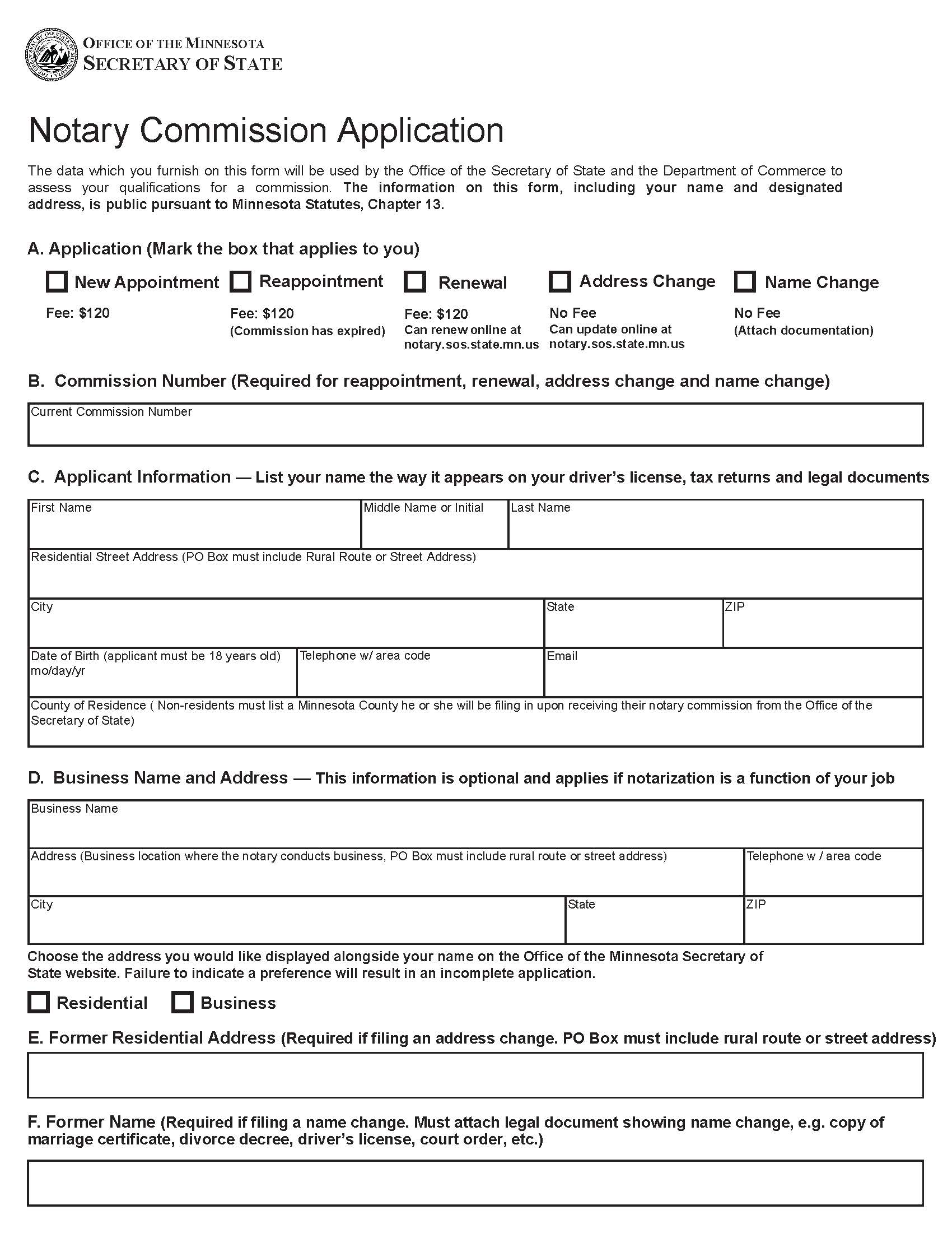 Notary Commission Application | Pdf Fpdf Docx | Minnesota