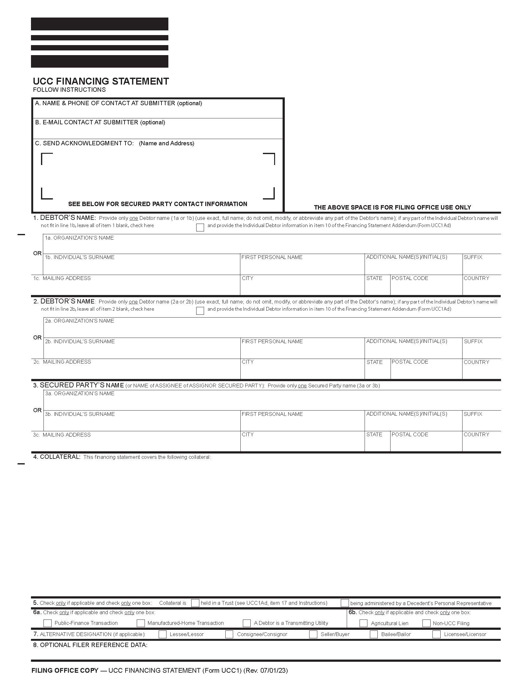 UCC1 Financing Statement (National) {UCC1} | Pdf Fpdf Doc Docx | Minnesota