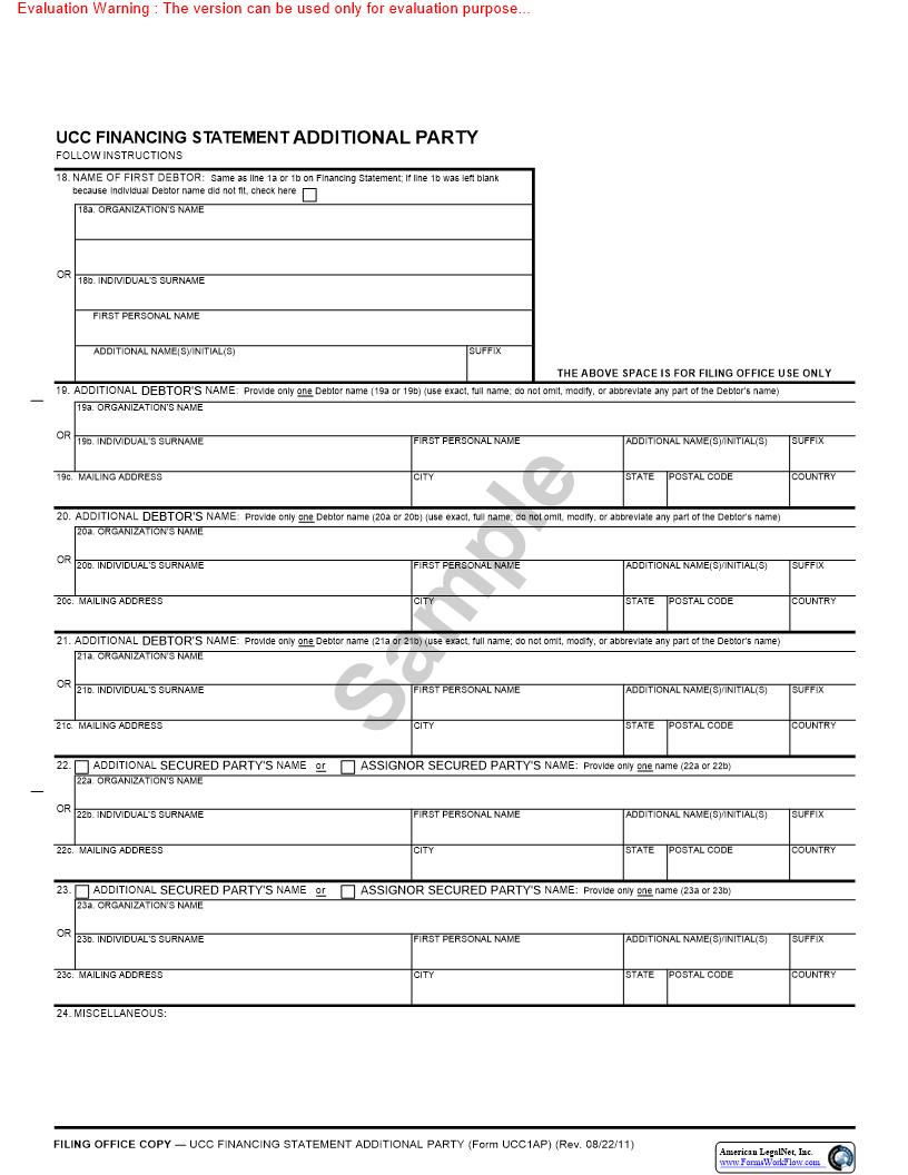 UCC1AP Financing Statement Additional Party (National) {UCC1AP} | Pdf Fpdf Doc Docx | Minnesota