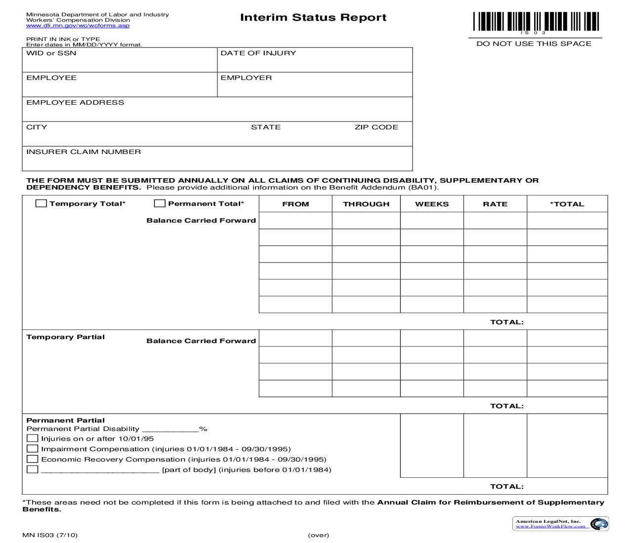 Interim Status Report {IS03} | Pdf Fpdf Doc Docx | Minnesota