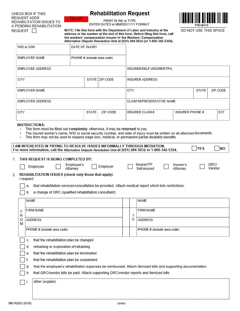 Rehabilitation Request {RQ03} | Pdf Fpdf Docx | Minnesota