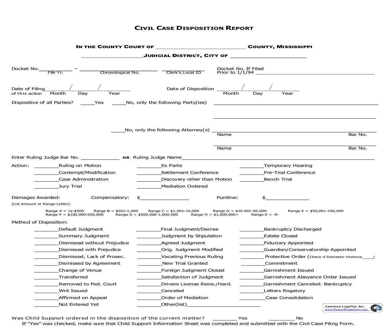 Civil Case Disposition Report | Pdf Fpdf Doc Docx | Mississippi