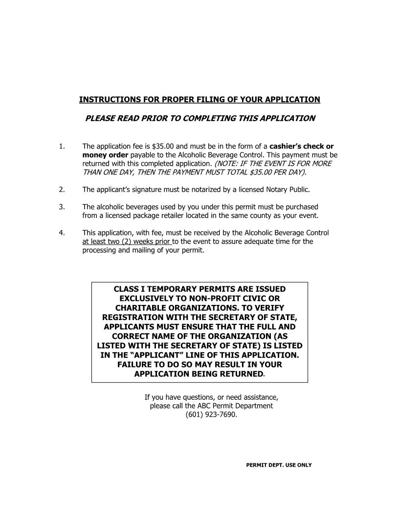 Affidavit And Application For Class I Temporary Permit | Pdf Fpdf Doc Docx | Mississippi