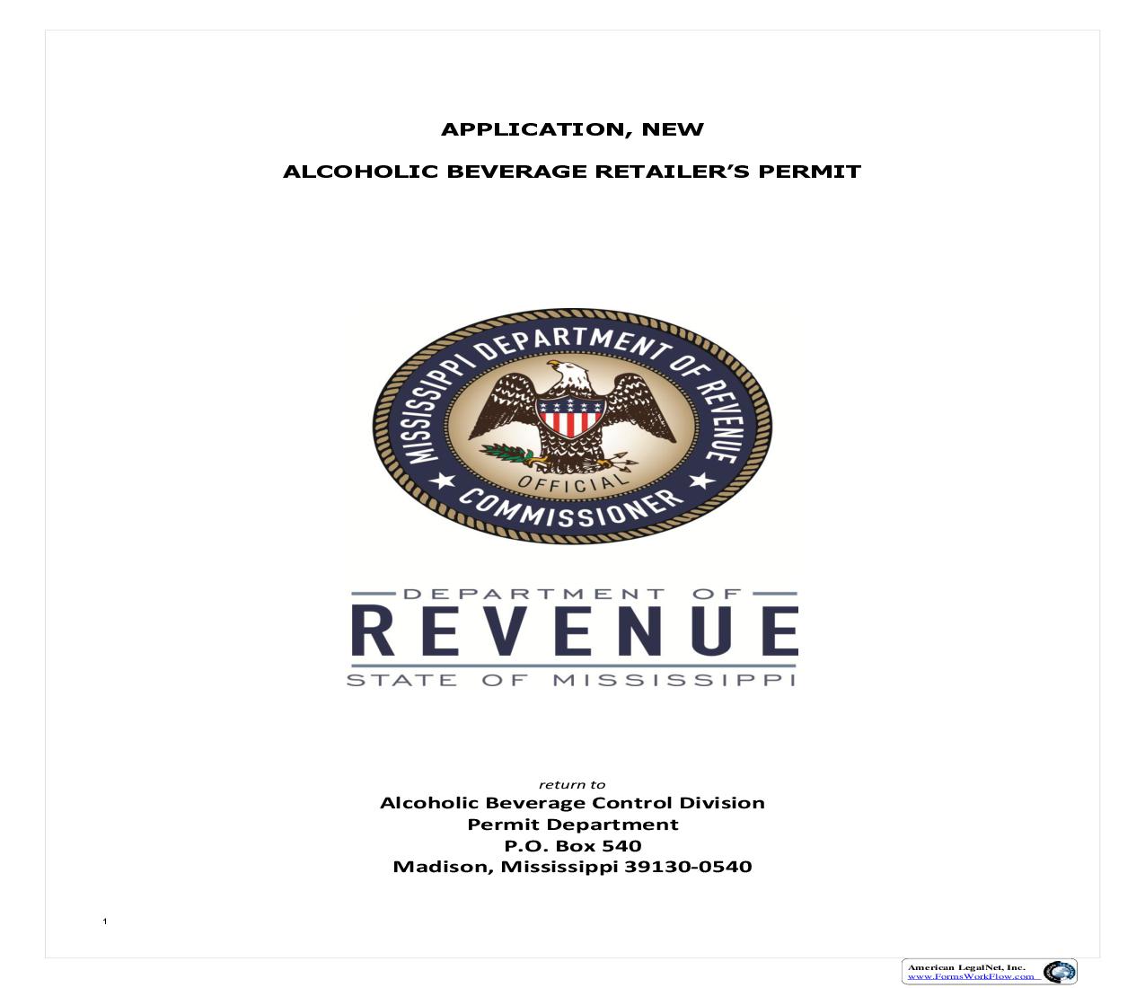 Application New Alcoholic Beverage Retailers Permit | Pdf Fpdf Doc Docx | Mississippi