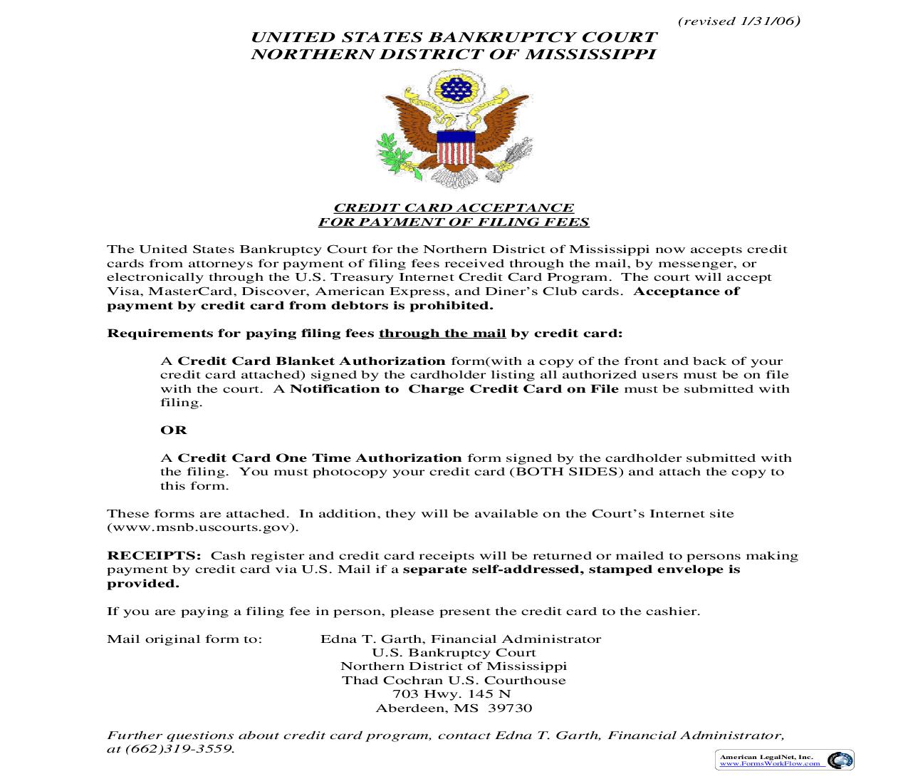 Credit Card Blanket Authorization | Pdf Fpdf Doc Docx | Mississippi