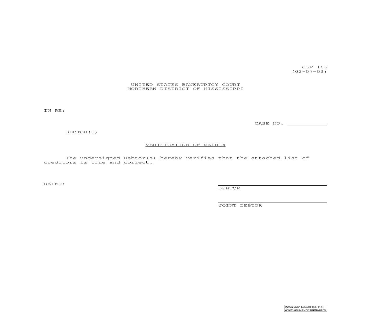Verification Of Bancap Matrix {CLF-166} | Pdf Fpdf Doc Docx | Mississippi