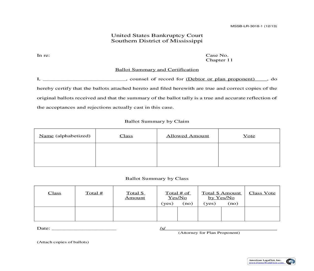 Ballot Summary And Certification {MSSB-LR-3018-1} | Pdf Fpdf Doc Docx | Mississippi