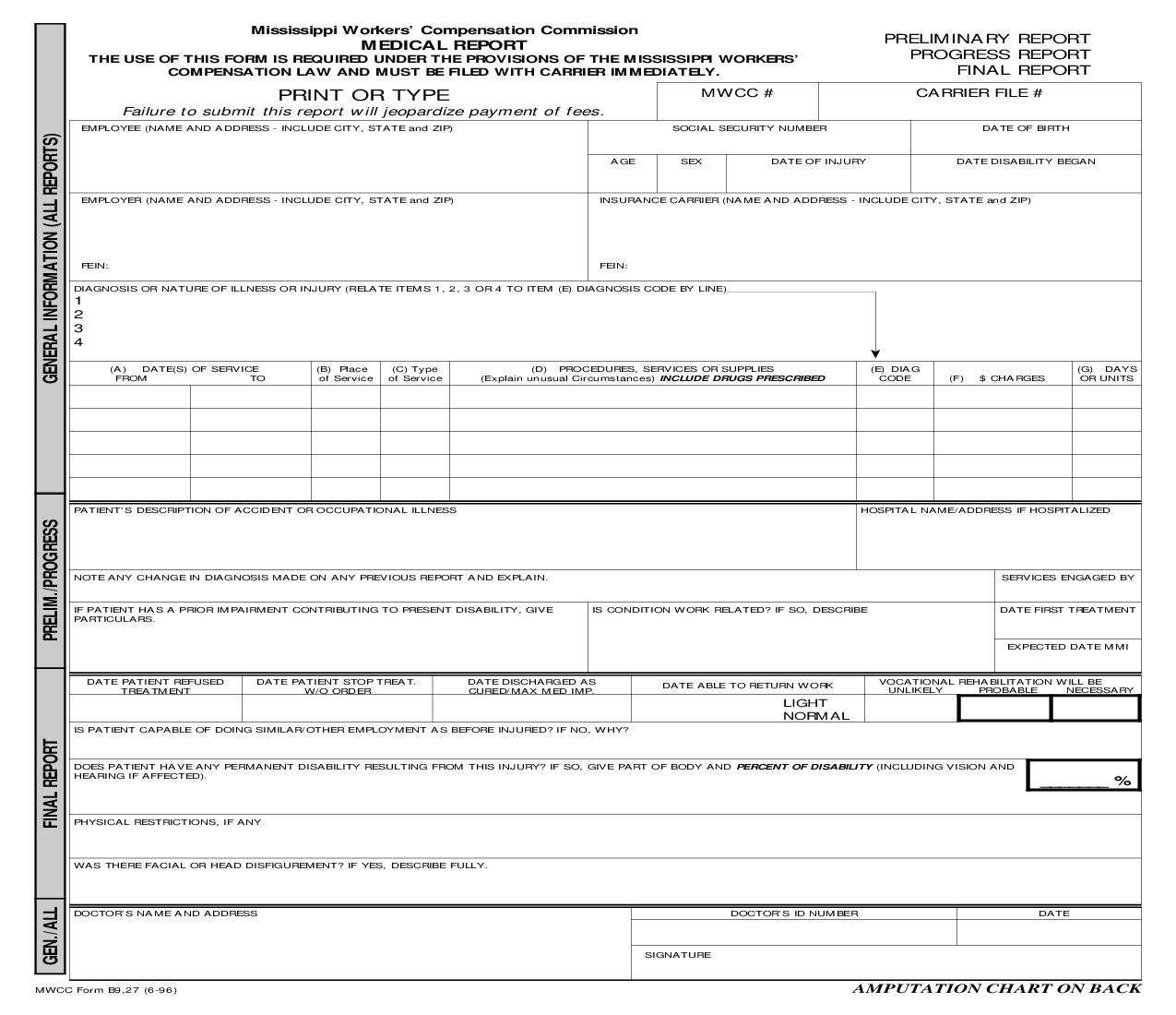 Medical Report {B-9-27} | Pdf Fpdf Doc Docx | Mississippi