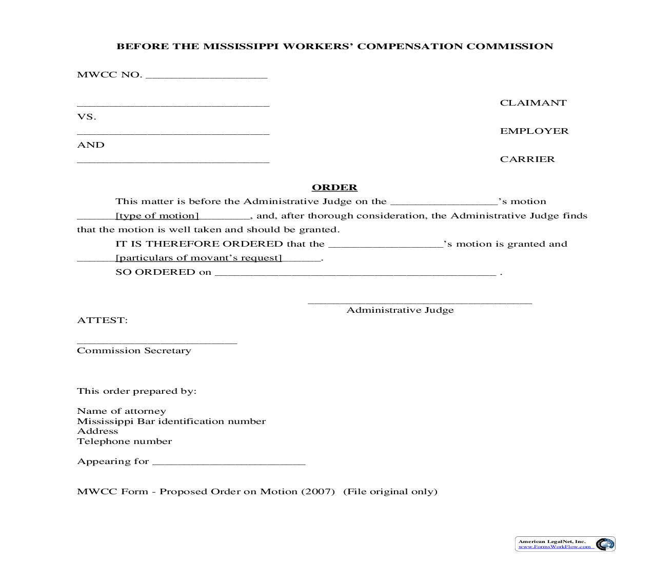 Motion Order | Pdf Fpdf Doc Docx | Mississippi