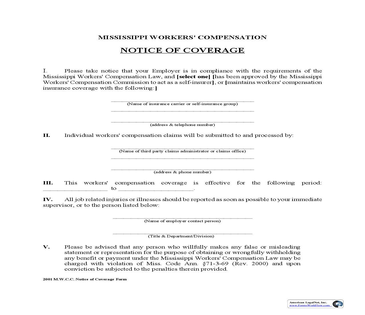 Notice Of Coverage | Pdf Fpdf Doc Docx | Mississippi