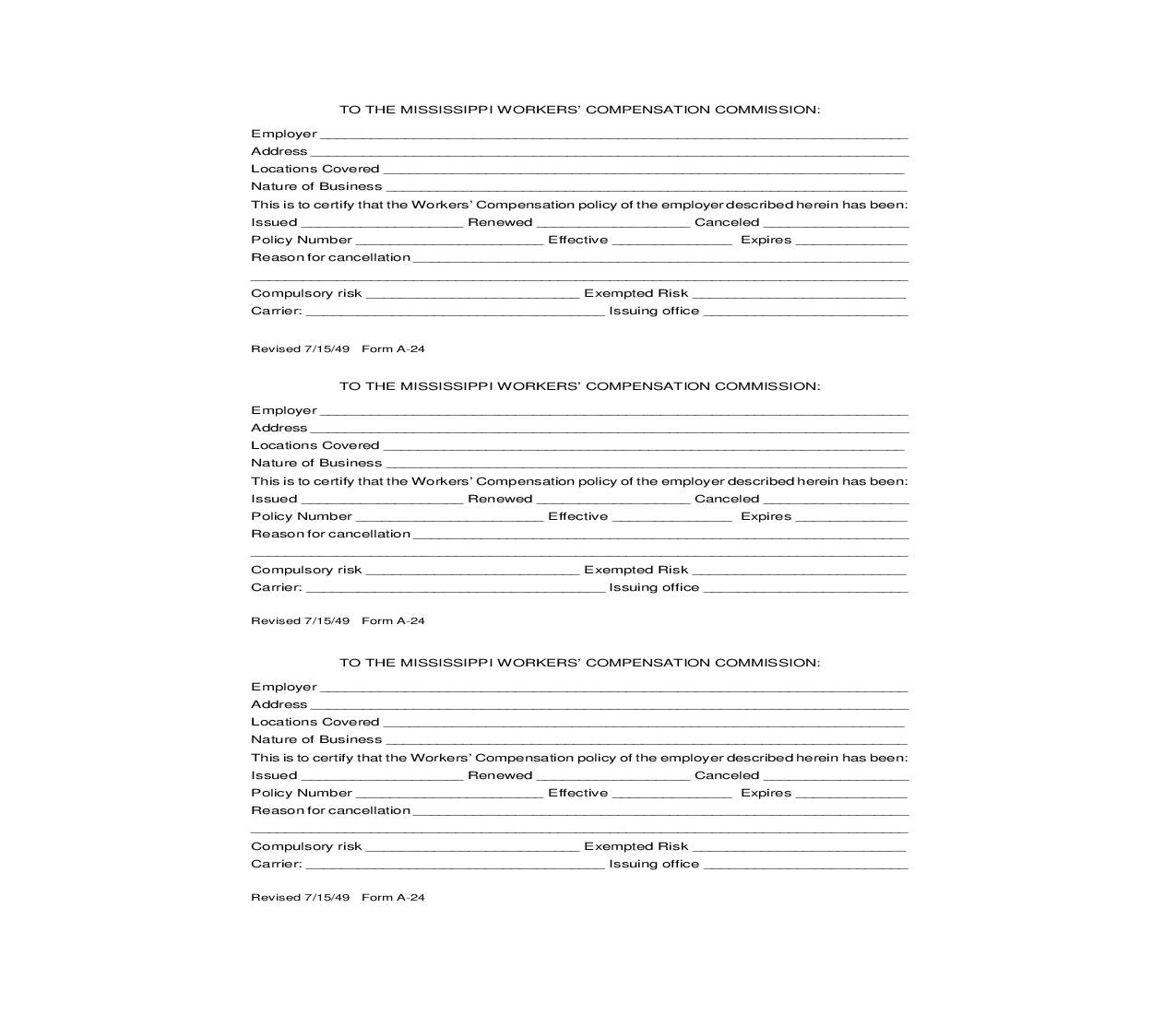 Proof Of Coverage {A-24} | Pdf Fpdf Doc Docx | Mississippi