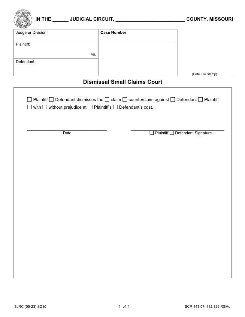 Dismissal {SC30} | Pdf Fpdf Doc Docx | Missouri