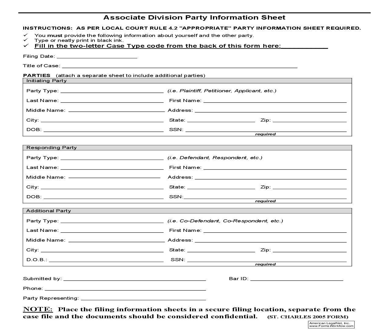 Associate Division Party Information Sheet | Pdf Fpdf Doc Docx | Missouri