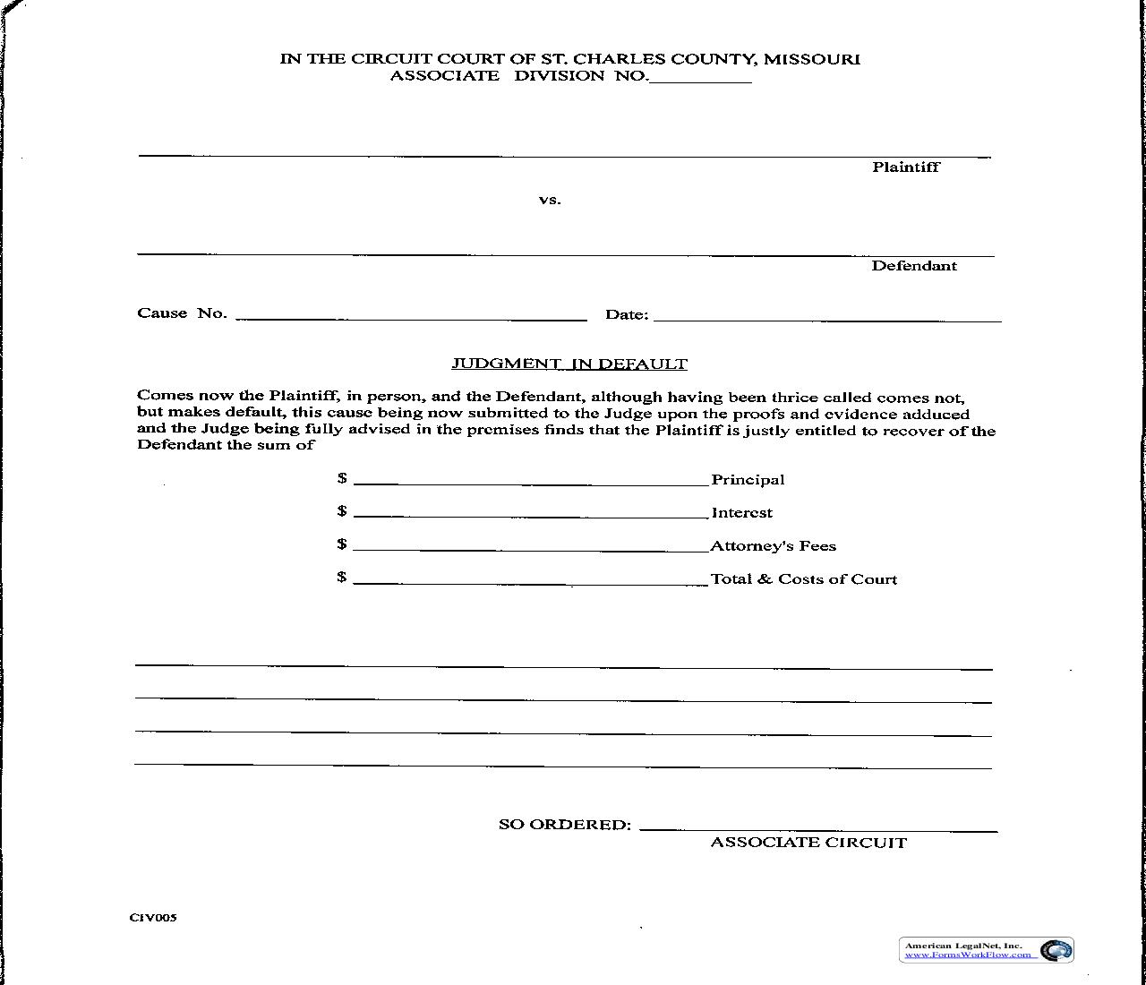 Judgment In Default | Pdf Fpdf Doc Docx | Missouri
