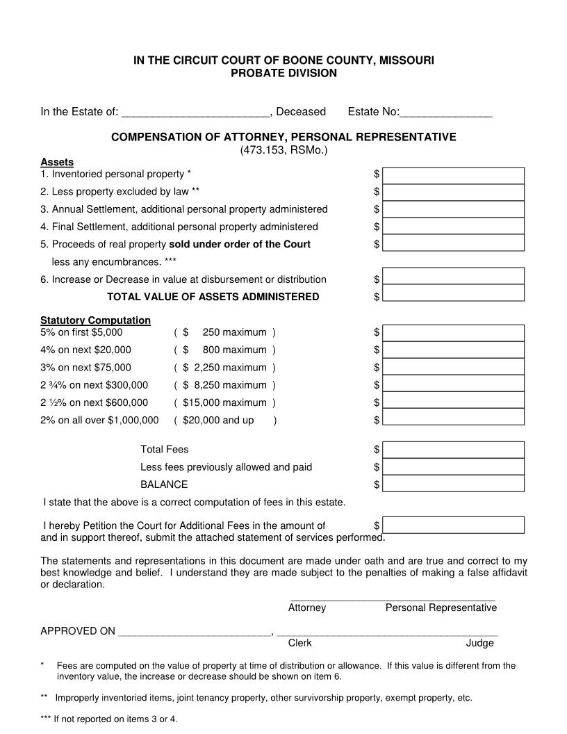Compensation Of Attorney | Pdf Fpdf Docx | Missouri