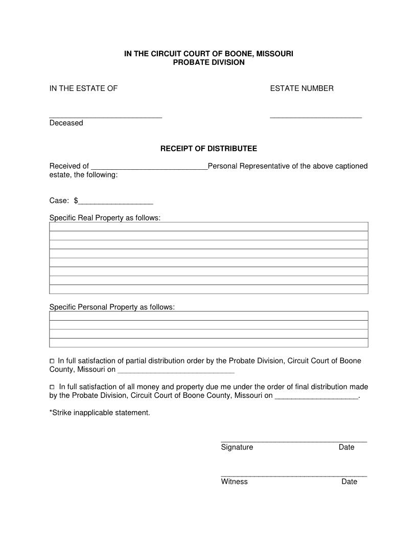 Receipt Of Distributee | Pdf Fpdf Docx | Missouri