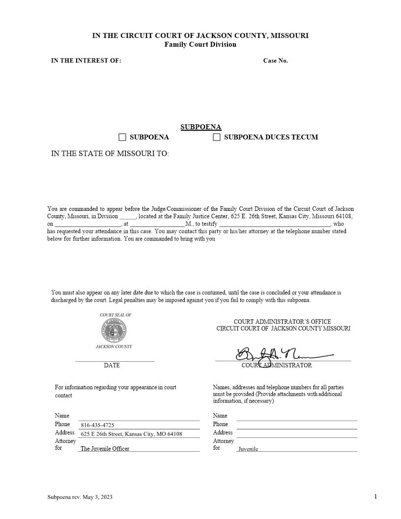Subpoena | Pdf Fpdf Docx | Missouri