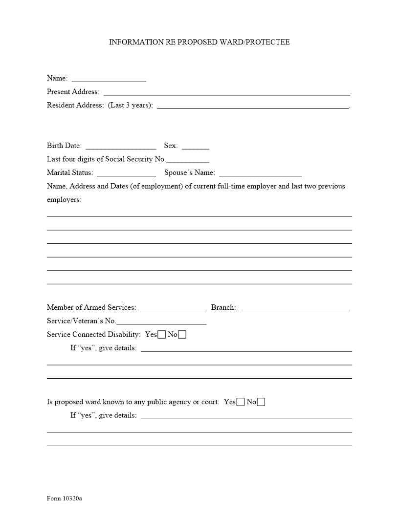 Information RE Proposed Ward - Protectee {10320a} | Pdf Fpdf Doc Docx | Missouri