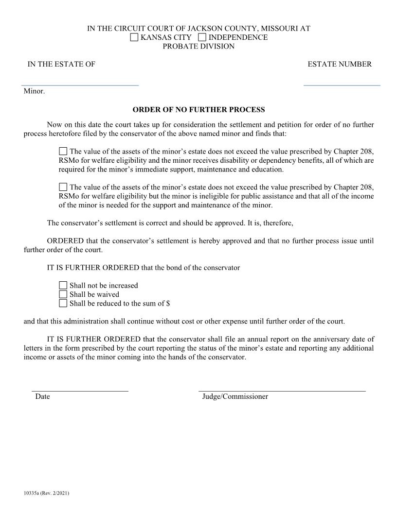 Order Of No Further Process {10335a} | Pdf Fpdf Doc Docx | Missouri
