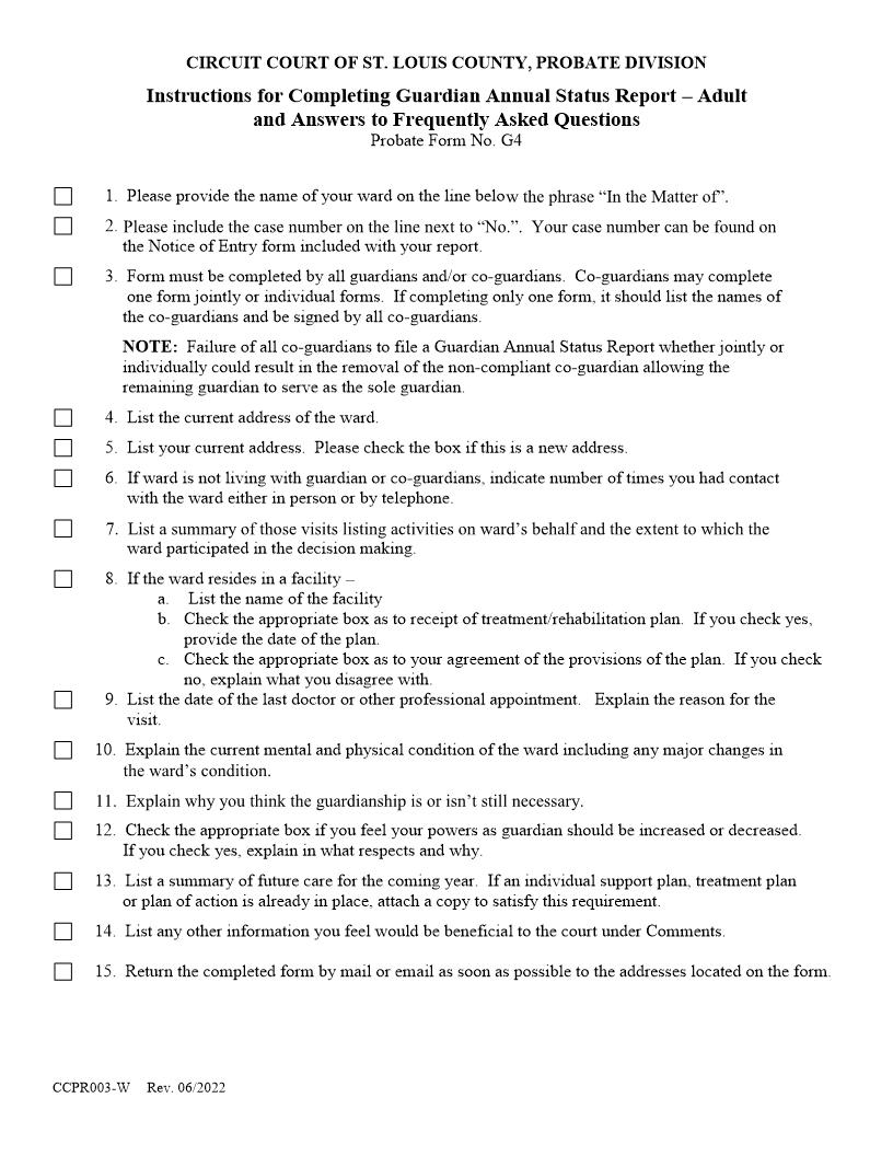 Guardians Annual Report (Adult) {CCPR003} | Pdf Fpdf Doc Docx | Missouri