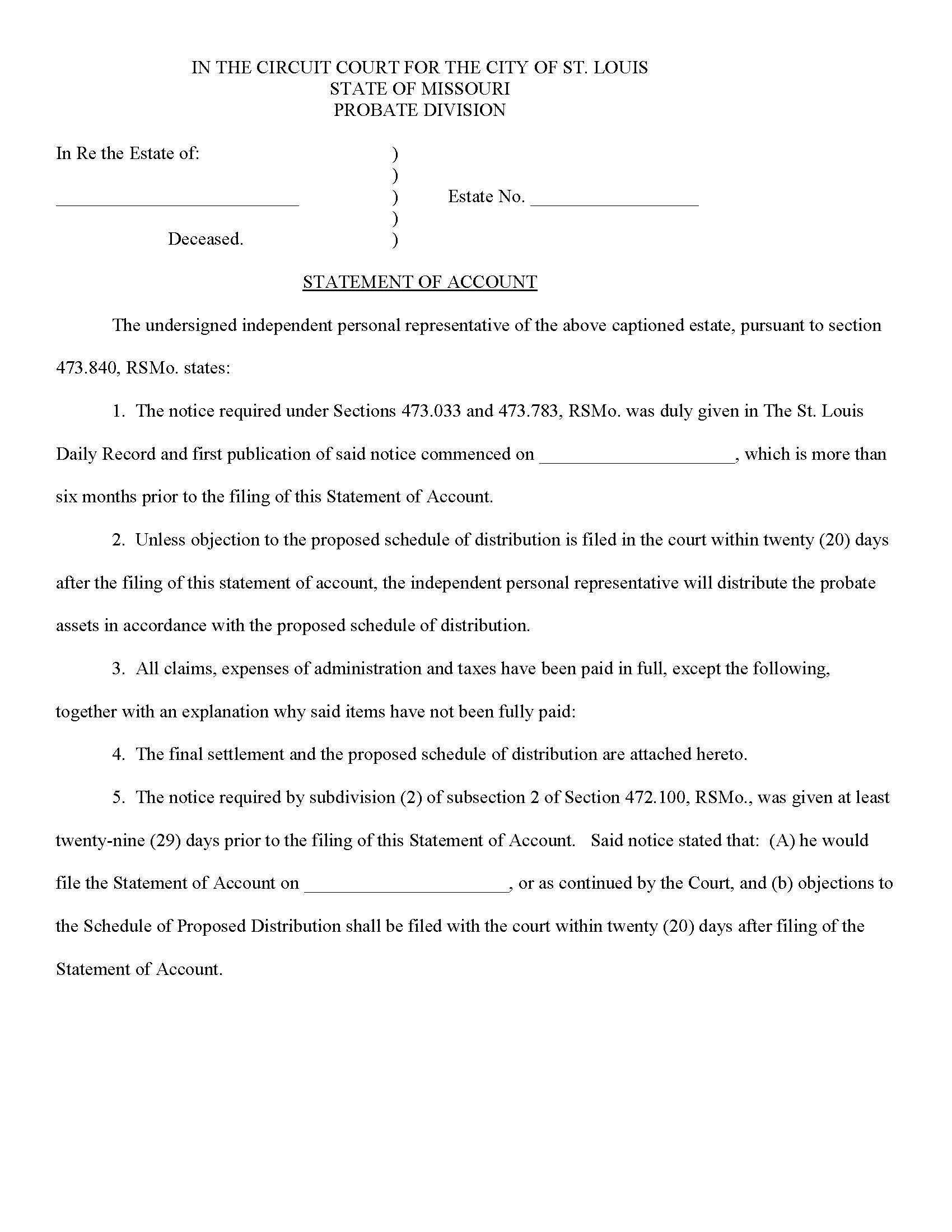 Statement Of Account | Pdf Fpdf Docx | Missouri