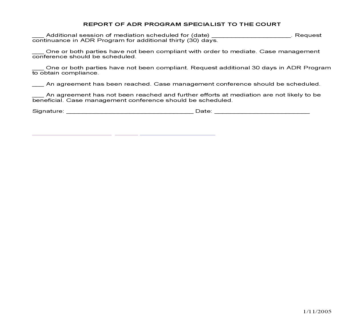 Report Of ADR Program Specialist | Pdf Fpdf Doc Docx | Missouri