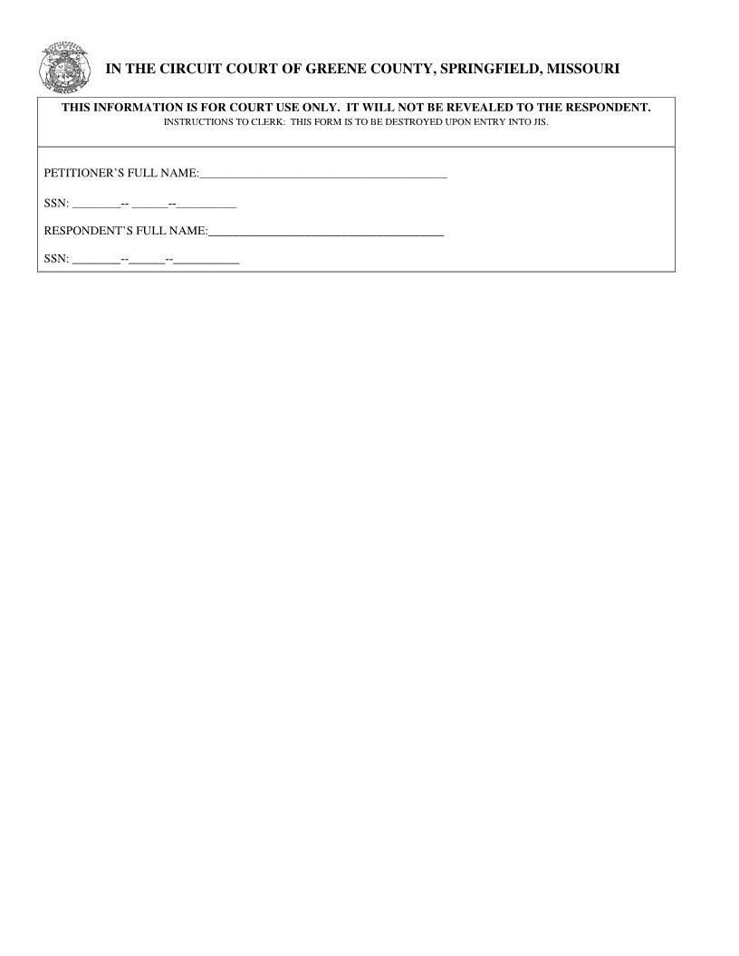 Ex Parte Protection Order For Adult | Pdf Fpdf Docx | Missouri
