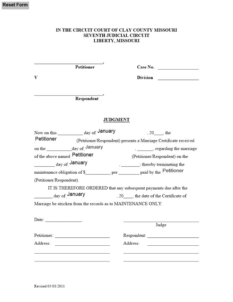 Order Terminating Maintenance | Pdf Fpdf Docx | Missouri