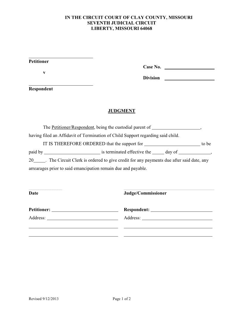 Order-To-Terminate-Child-Support | Pdf Fpdf Docx | Missouri