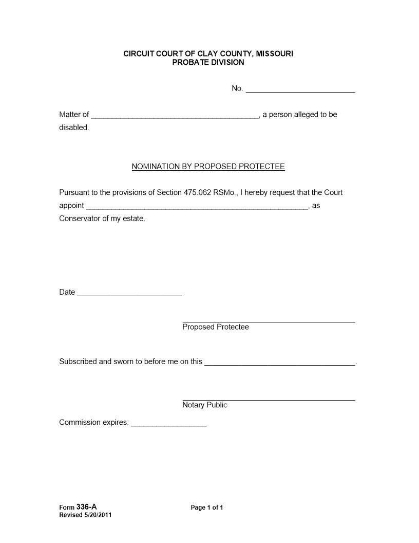 Nomination By Proposed Protectee {336-A} | Pdf Fpdf Docx | Missouri