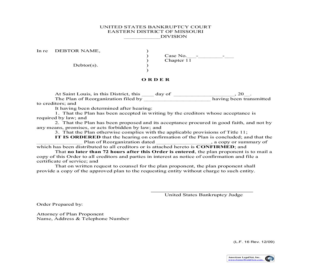 Order-Chapter 11 {LF16} | Pdf Fpdf Doc Docx | Missouri