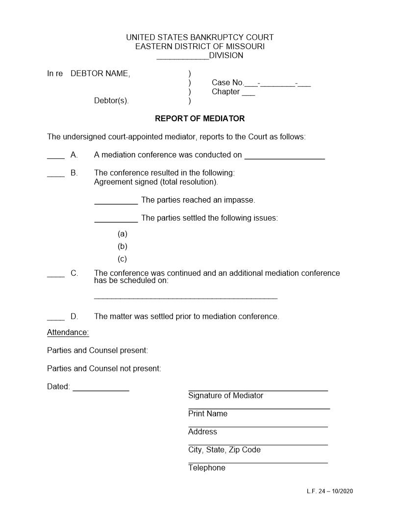 Report Of Mediator {LF24} | Pdf Fpdf Doc Docx | Missouri