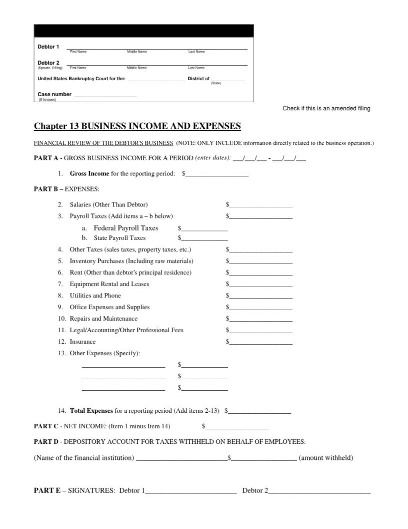 Chapter 13 Business Income And Expenses {MOW 3071-1} | Pdf Fpdf Docx | Missouri