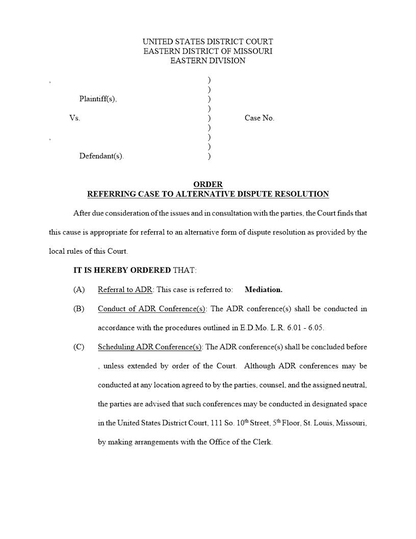 Order Of Referral {MOED-0031} | Pdf Fpdf Docx | Missouri