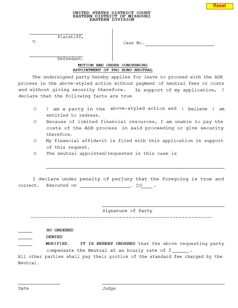 Pro Bono Neutral {MOED-0029} | Pdf Fpdf Docx | Missouri