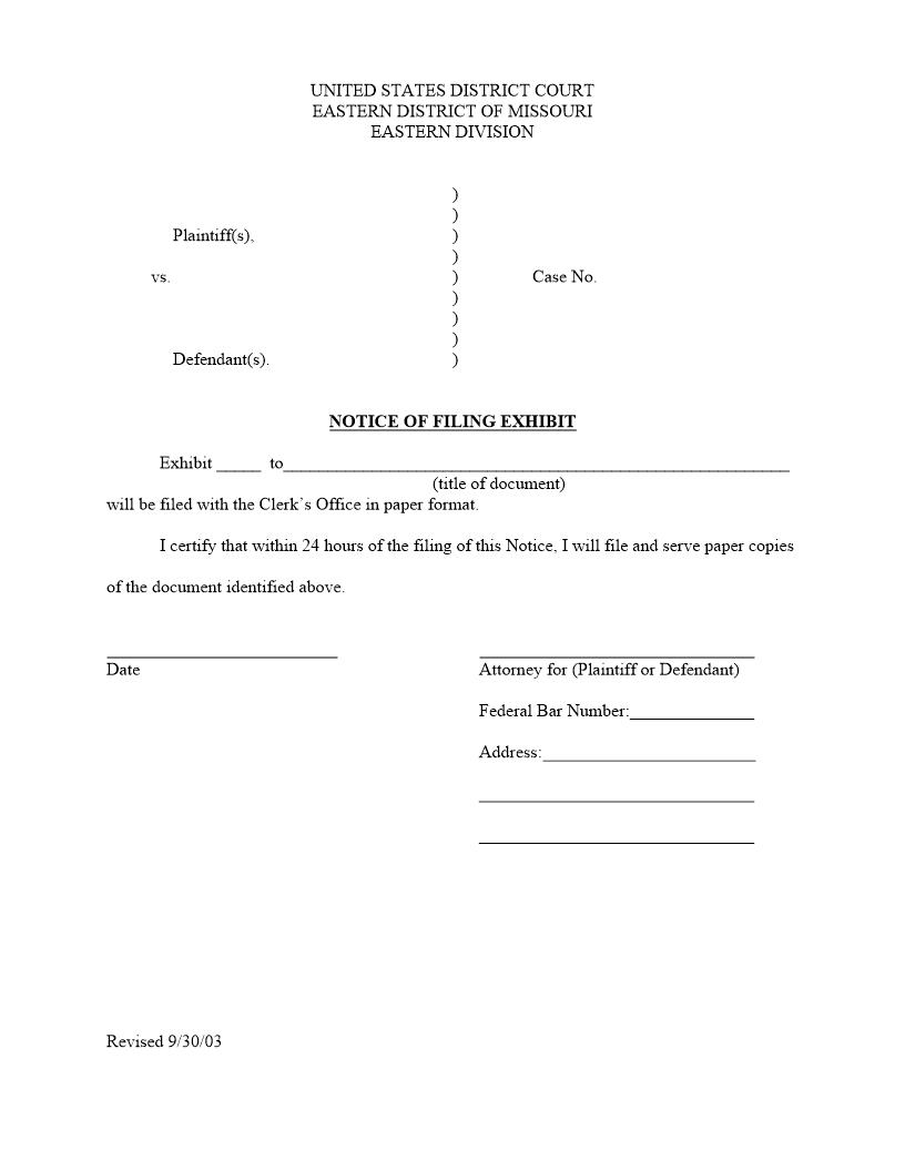 Notice Of Filing Exhibit {MOED-0008} | Pdf Fpdf Docx | Missouri
