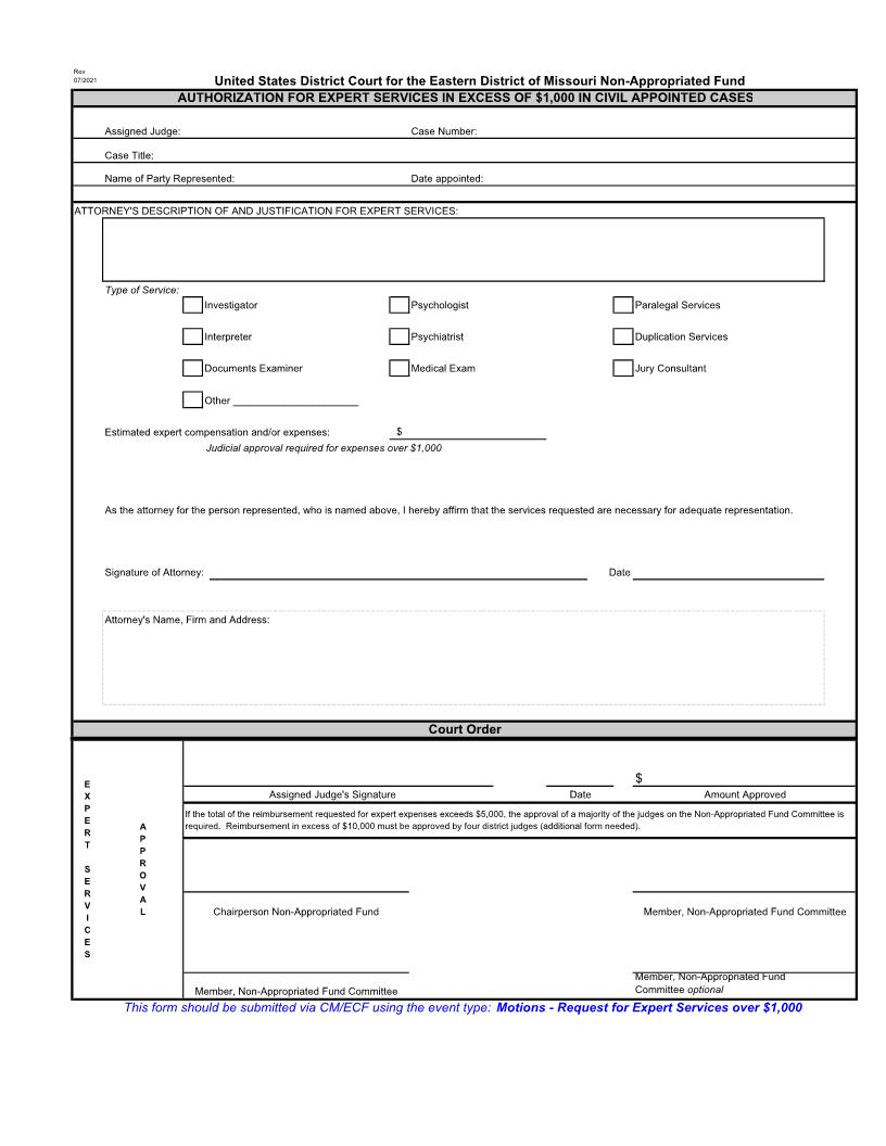 Authorization For Expert Services {MOED-0068} | Pdf Fpdf Docx | Missouri