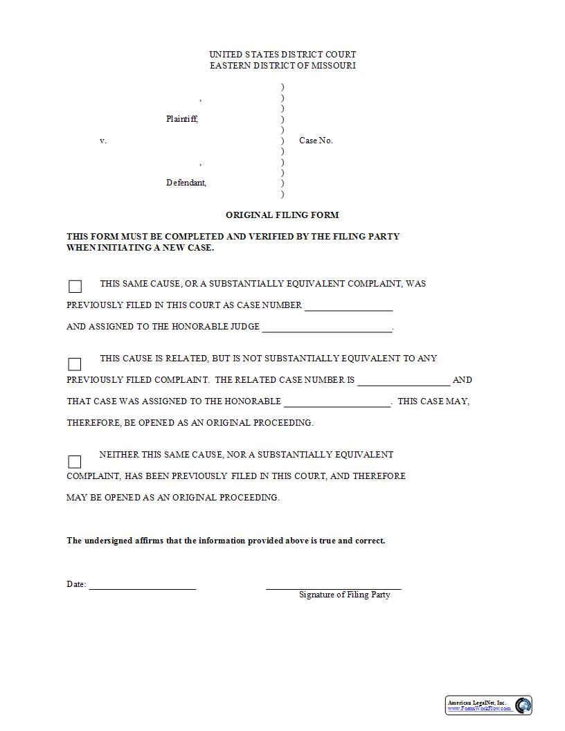 Original Filing Form {MOED-0033} | Pdf Fpdf Docx | Missouri