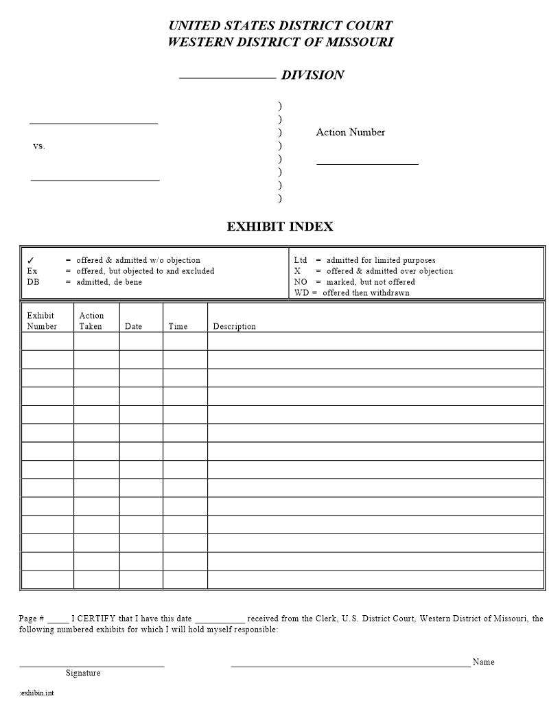Exhibit Index | Pdf Fpdf Docx | Missouri