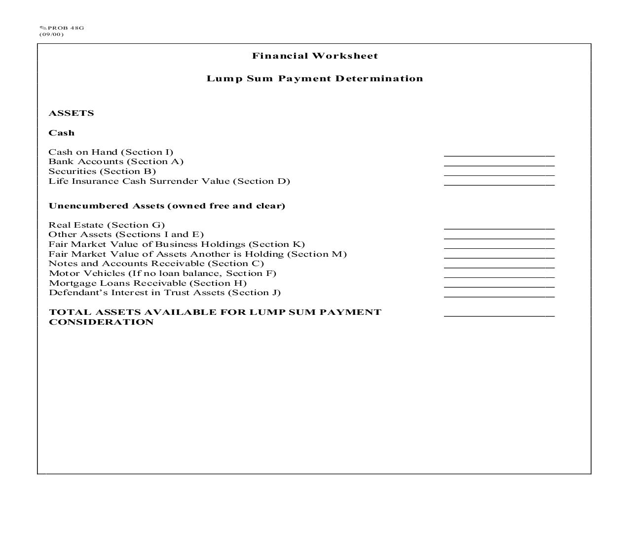 Financial Statement - Lump Sum Determination {PROB 48G} | Pdf Fpdf Doc Docx | Missouri