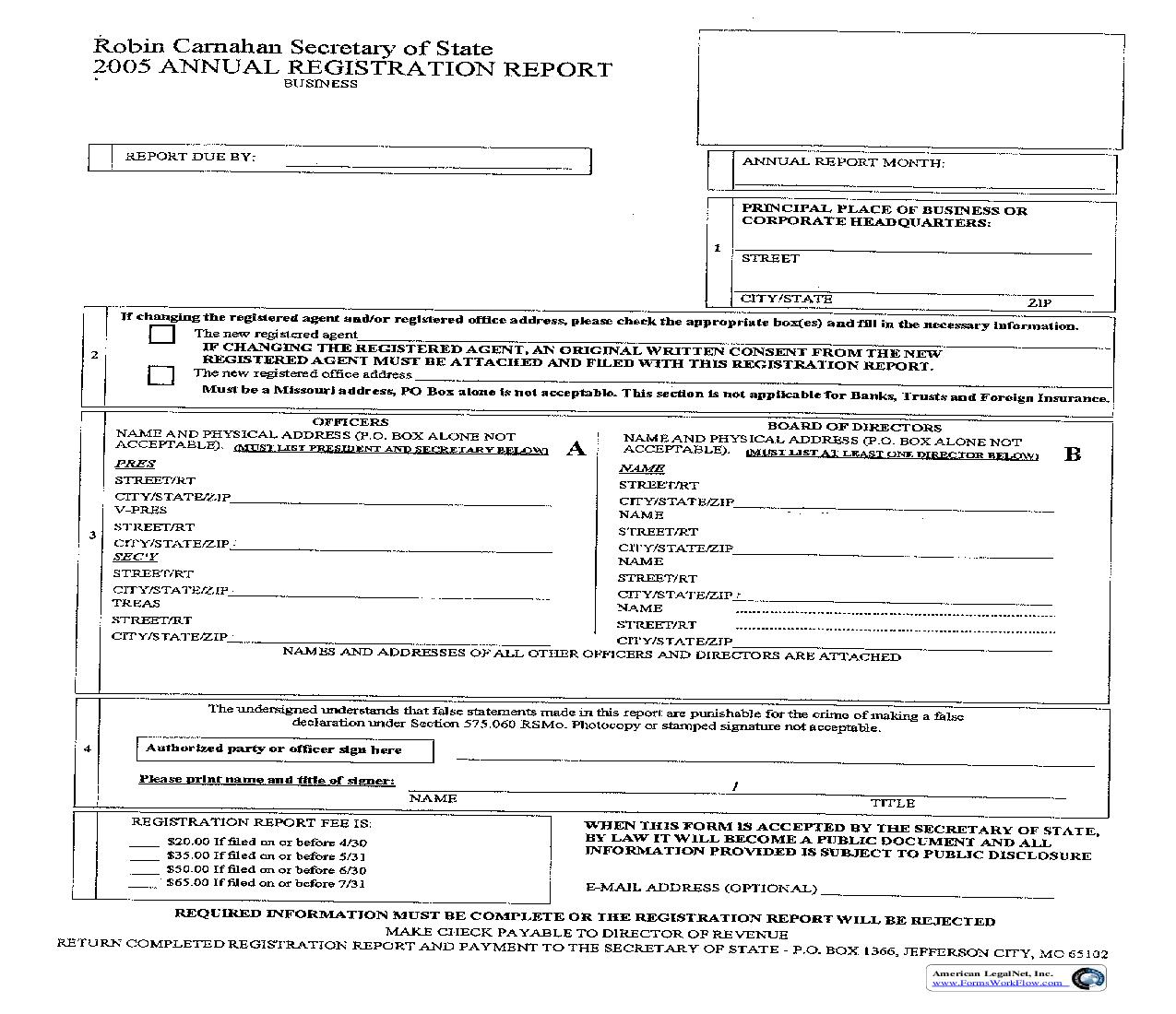 2005 Annual Registration Report |  | Missouri