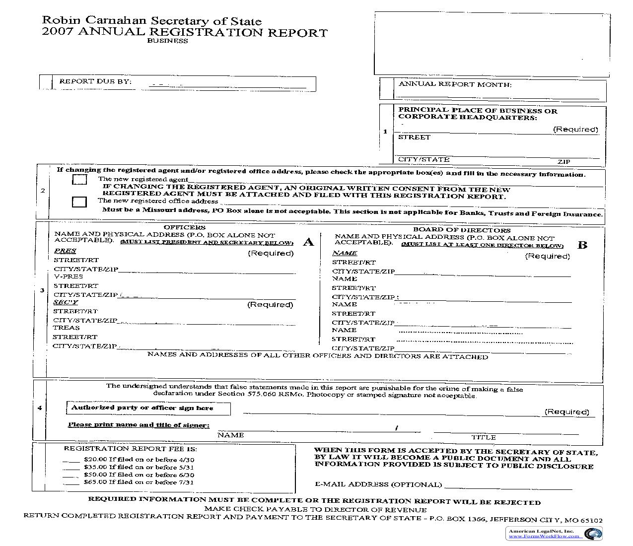 2007 Annual Registration Report |  | Missouri
