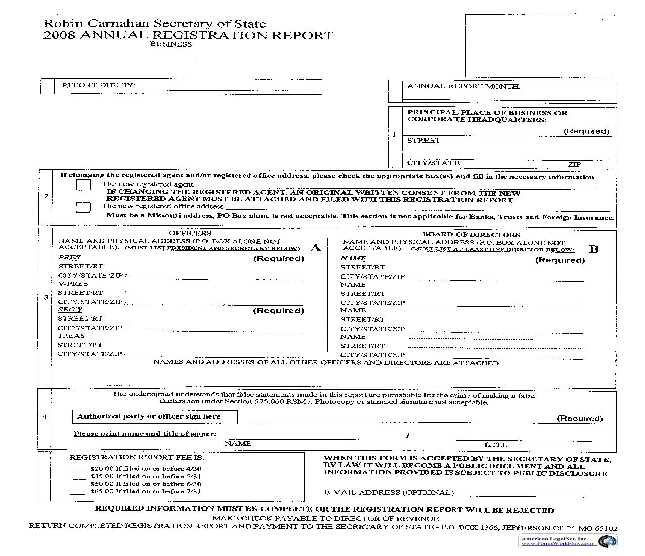 2008 Annual Registration Report |  | Missouri