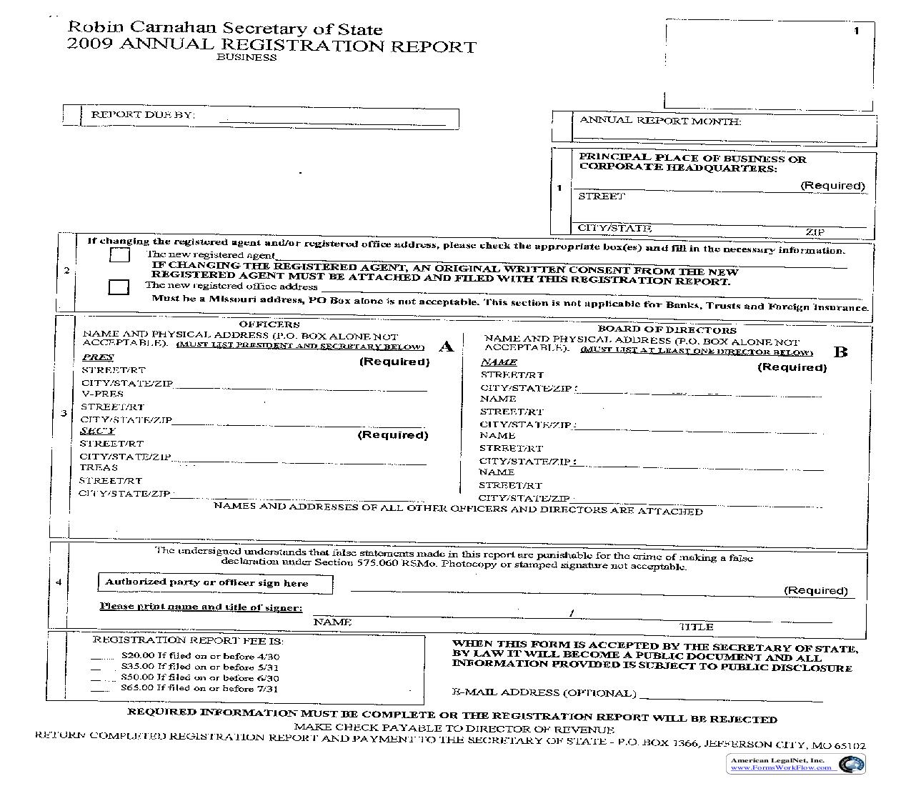 2009 Annual Registration Report |  | Missouri