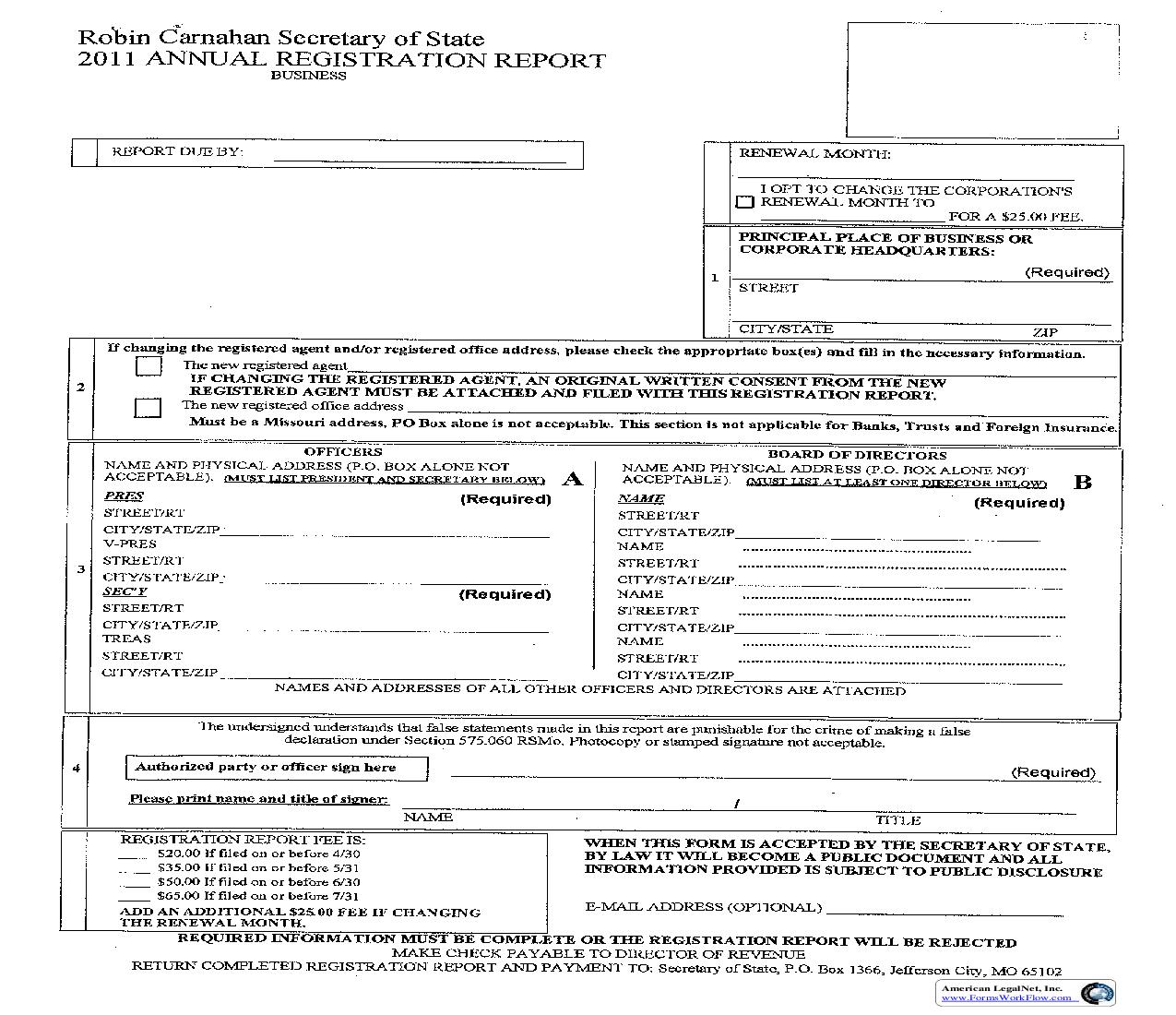 2011 Annual Registration Report |  | Missouri